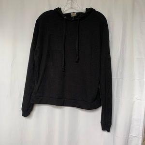 Passport Hooded Crop Top Black Long‎ Sleeve